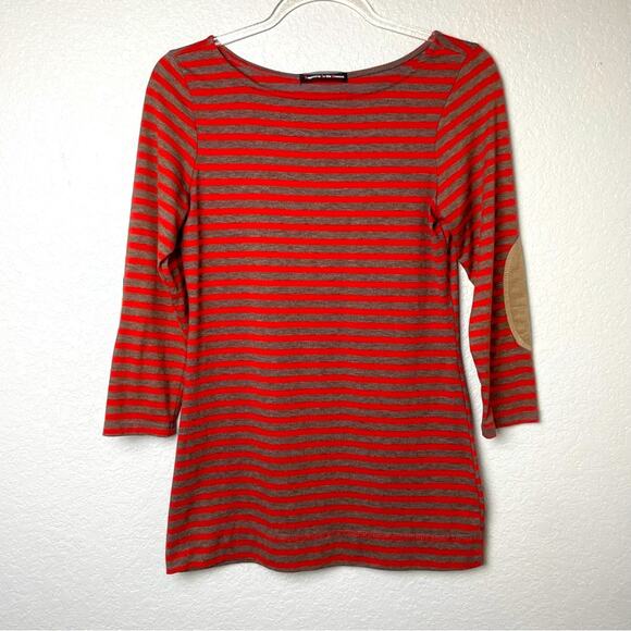 HIP Brown & Orange Striped Straight Neck Top Size M - Picture 1 of 6